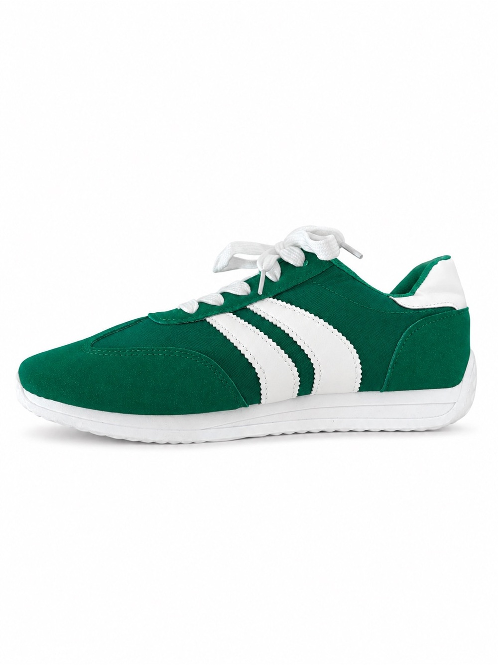 Women's Green Athletic Sneakers with White Accent Stripes